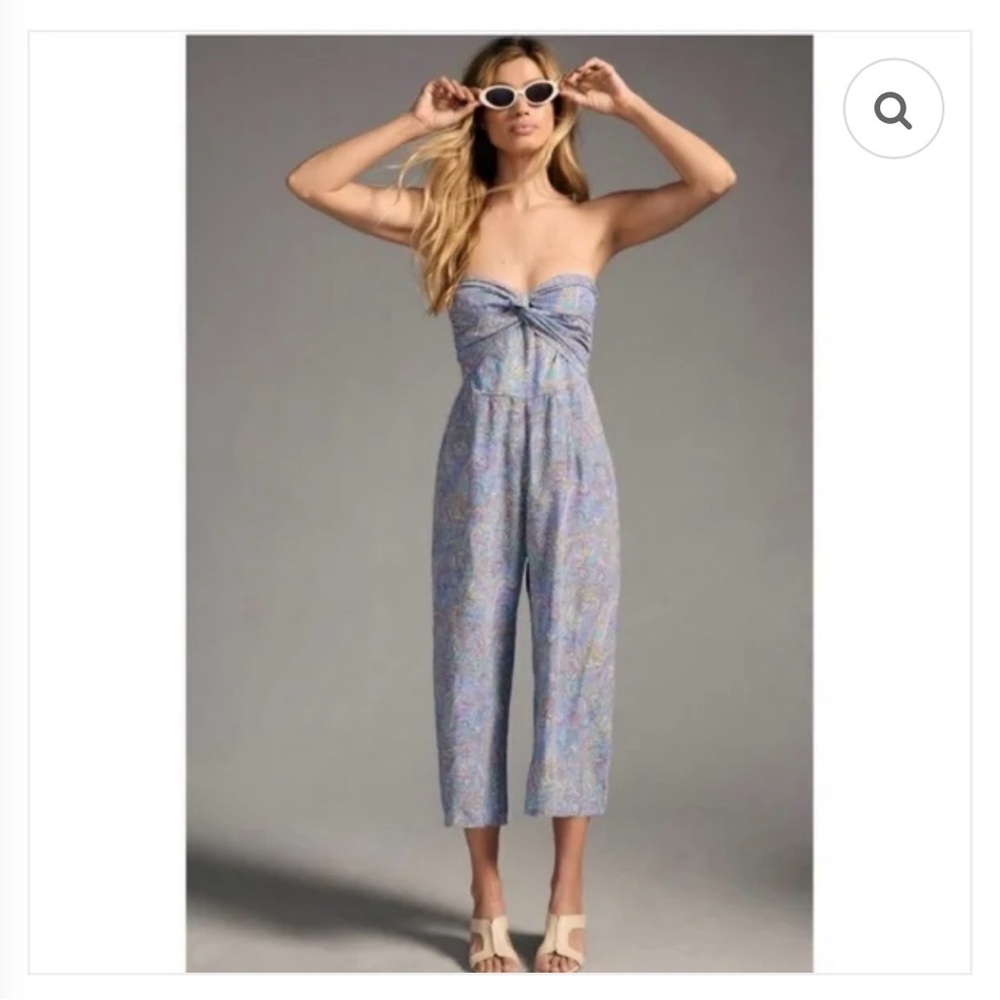 Womens Rompers Anthropologie Lusana Melody Paisley Strapless Twist size XL NWT